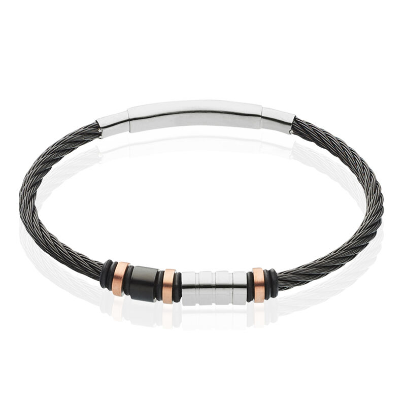 Bracelet Acier Cable Noir - Spannringe Herren | OROVIVO