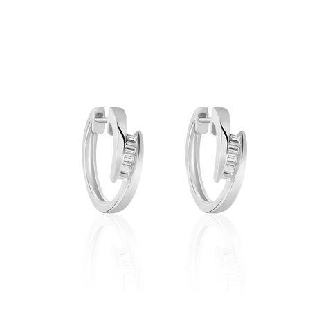 Damen Creolen Weißgold 375 Diamanten 0,24ct  - Creolen Damen | OROVIVO
