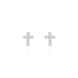 Damen Ohrstecker Silber 925 Zirkonia Kreuz - Ohrstecker Damen | OROVIVO