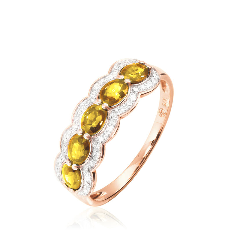 Bague Margaux Or Rose Citrine Et Diamant - Spannringe Damen | OROVIVO