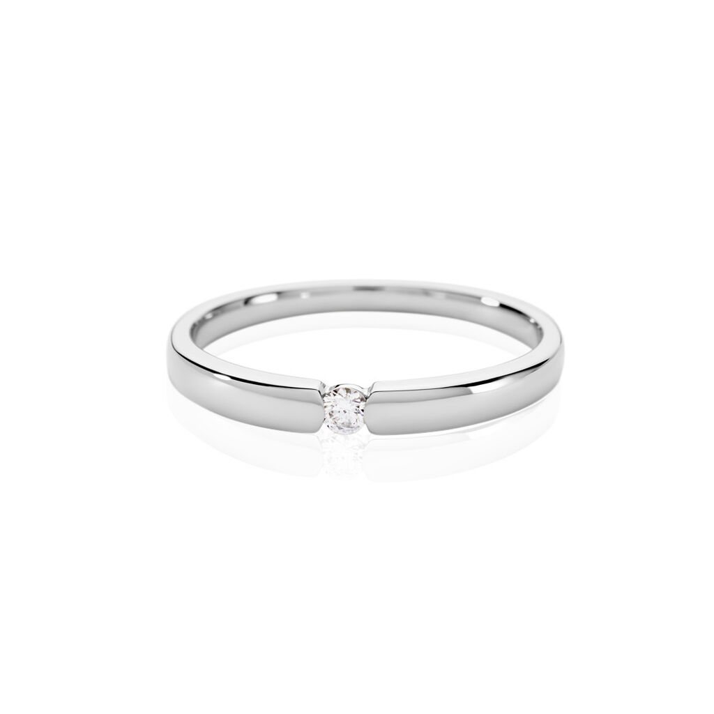 SANINA Damen Ring Weißgold 585 (14 Karat) Diamant Weiß 0,04 ct, Ring mit Stein