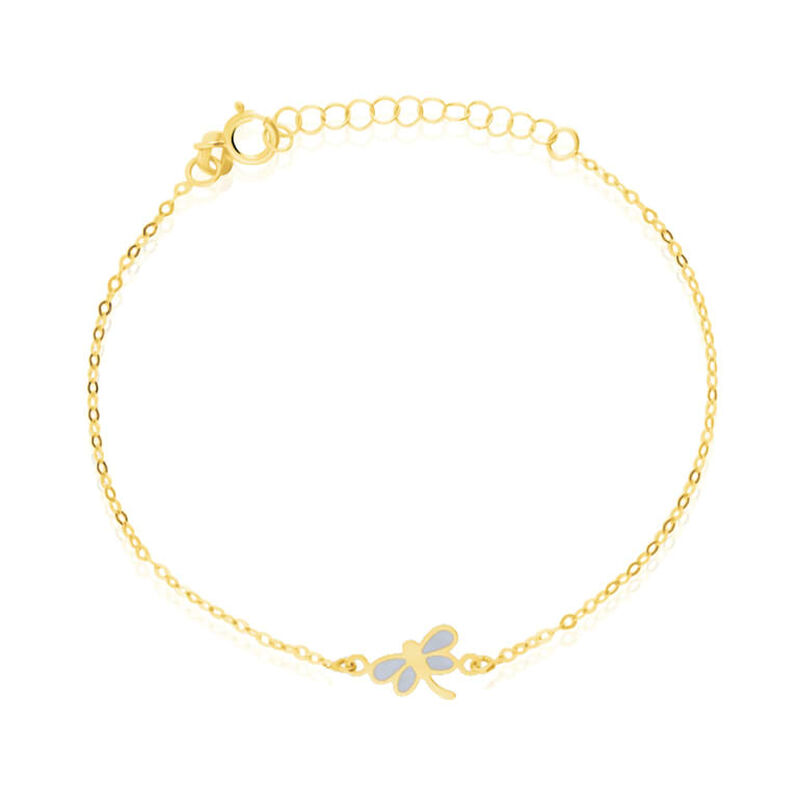 Bracciale con charm libellula in oro giallo e smalto grigio - Spannringe Kinder | OROVIVO