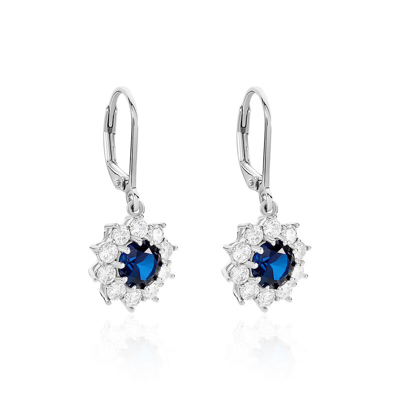 ELOISE Damen Ohrringe Lang Silber 925 Synthetischer Stein Blau 1,85 ct Blume - Ohrringe mit Stein Damen | OROVIVO