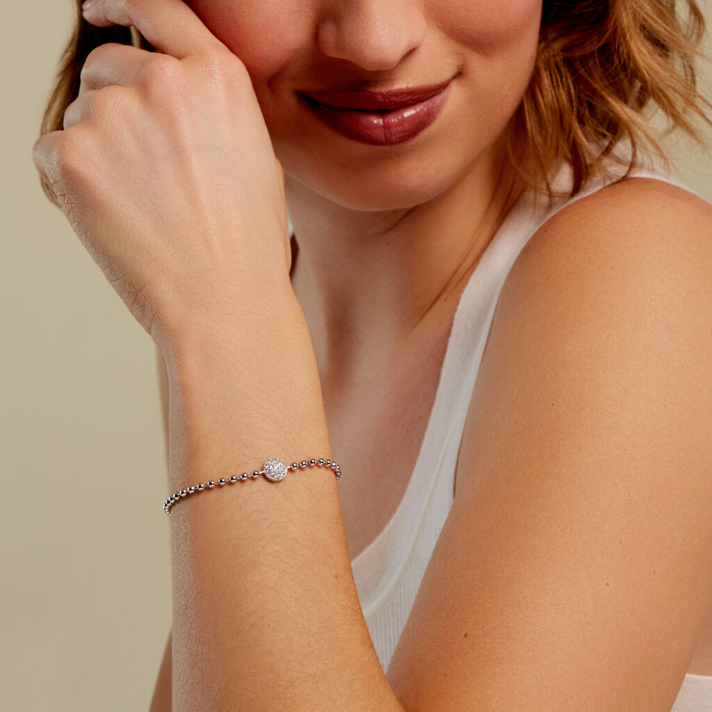 MAGNOLIA Damen Armband Silber 925 Zirkonia Wei&szlig; 0,28 ct Kreis