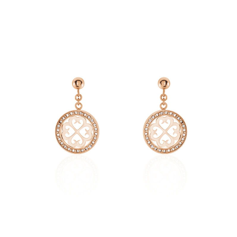 MITKA Damen Ohrringe Lang Edelstahl rosevergoldet Kristall Weiß 0,1 ct Rosette - Ohrringe mit Stein Damen | OROVIVO