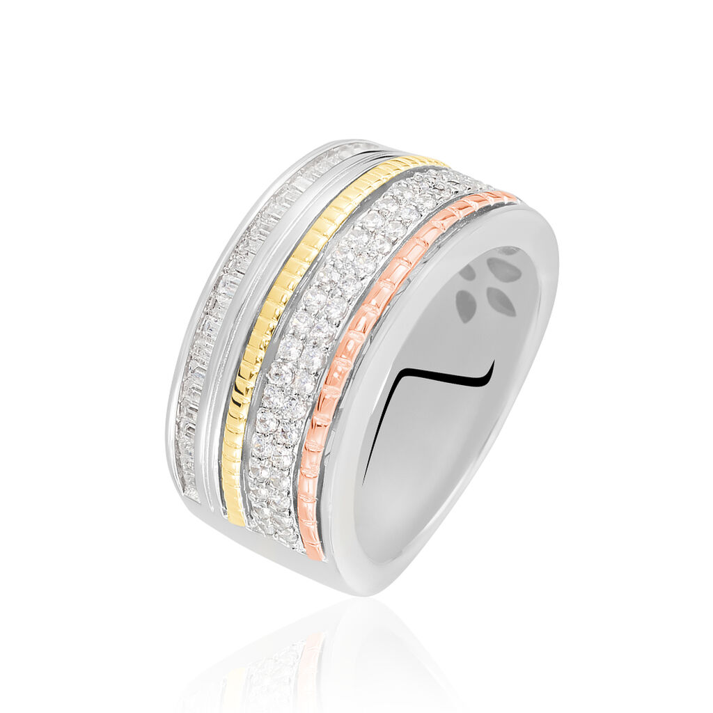 Damen Ring Silber Tricolor 925 Zirkonia  - Ringe mit Stein Damen | OROVIVO