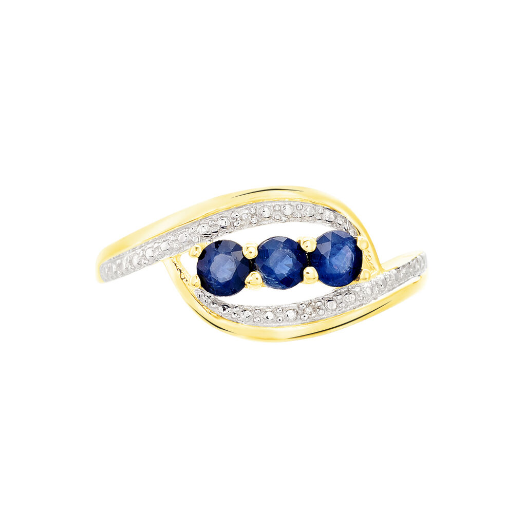 TRILOGIE PRECIEUSE Damen Ring Gold Bicolor 375 (9 Karat) Saphir Blau 0,43 ct Oval