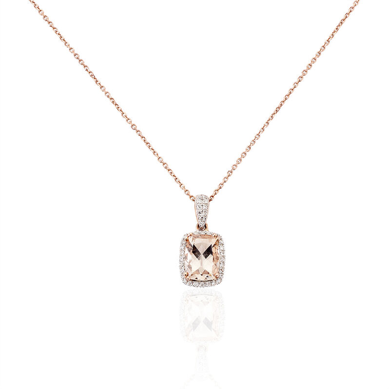 Collier Kloe Or Rose Morganite Et Diamant - Spannringe Damen | OROVIVO