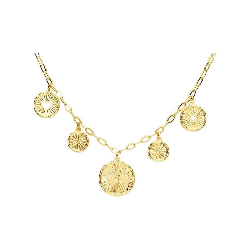 Girocollo rosa dei venti. mondo e cuore in bronzo dorato - Spannringe Damen | OROVIVO