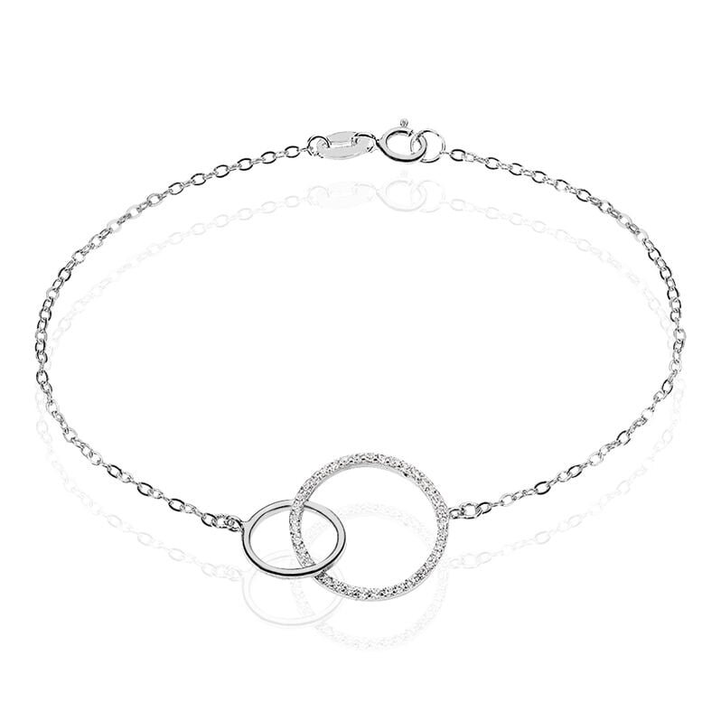 YALAZ 1 Damen Armband Silber 925 Zirkonia Wei&szlig; Doppelkreis - Armb&auml;nder mit Anh&auml;nger Damen | OROVIVO