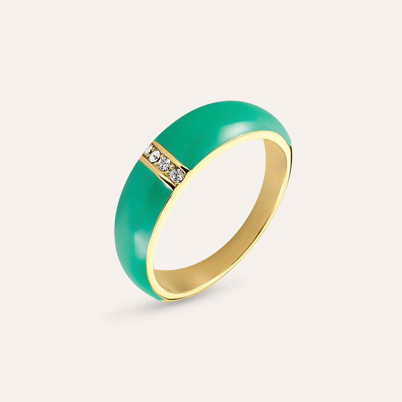 Anello Fascia Lady Sweet Acciaio Dorato Cristallo - Spannringe Damen | OROVIVO