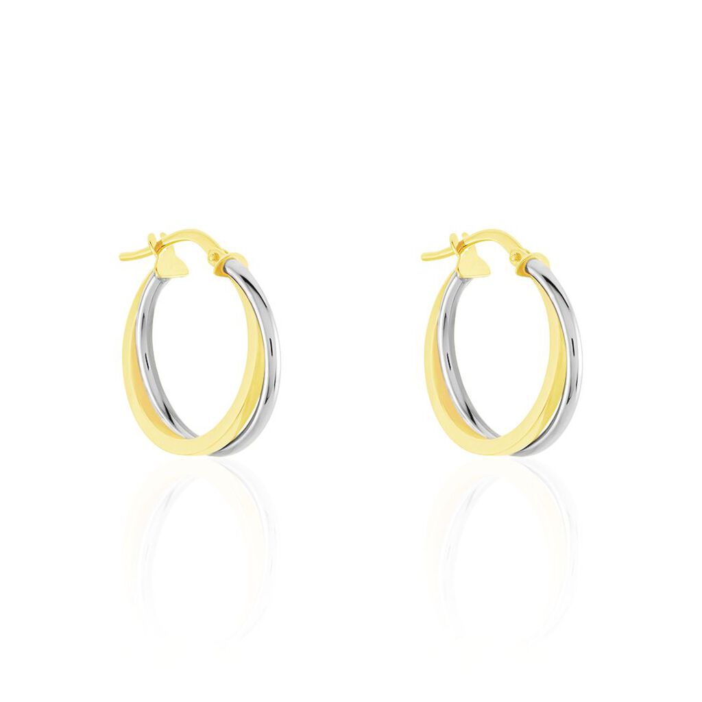 ALDONA Damen Creolen Gold Bicolor 375 (9 Karat) B 1,7 mm, Creolen ohne Stein