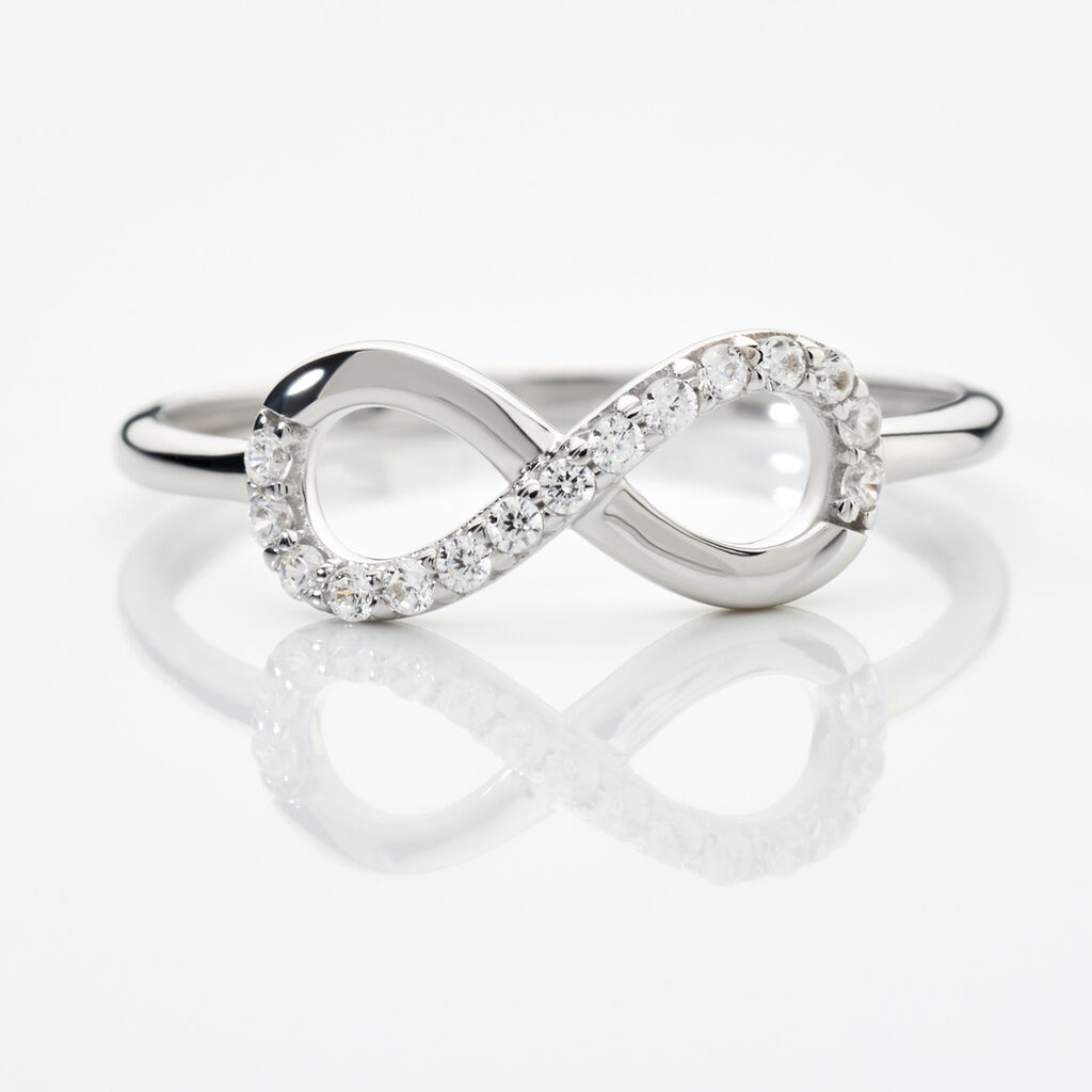 THILDA Damen Ring Wei&szlig;gold 375 (9 Karat) Zirkonia Wei&szlig; 0,03 ct