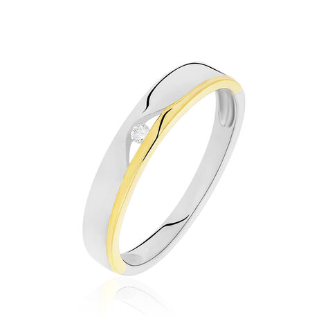 Damen Ring Silber Bicolor 925 Diamant 0,03ct Vaninna  - Eheringe mit Stein Damen | OROVIVO