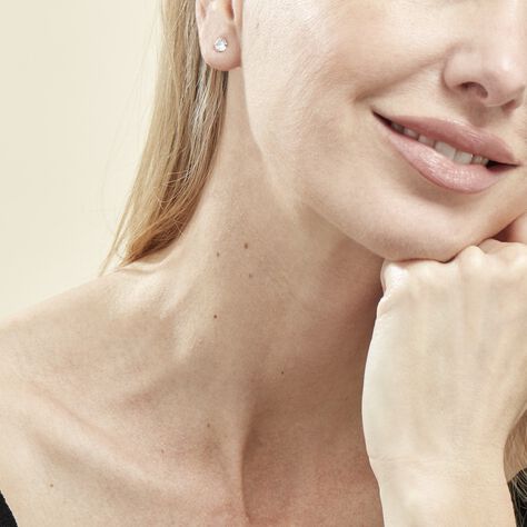 Damen Ohrstecker Weißgold 375 Zirkonia 5mm - Ohrstecker Damen | OROVIVO