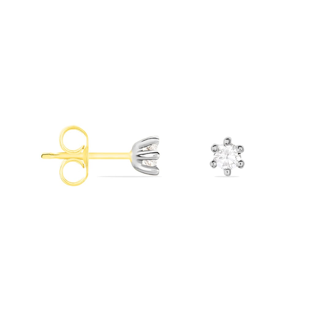NAPOLI Damen Ohrstecker Gold Bicolor 585 (14 Karat) Diamant Wei&szlig; 0,1 ct