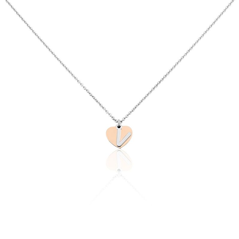 Damen Halskette Silber 925 Bicolor Buchstabe V - Halsketten Damen | OROVIVO