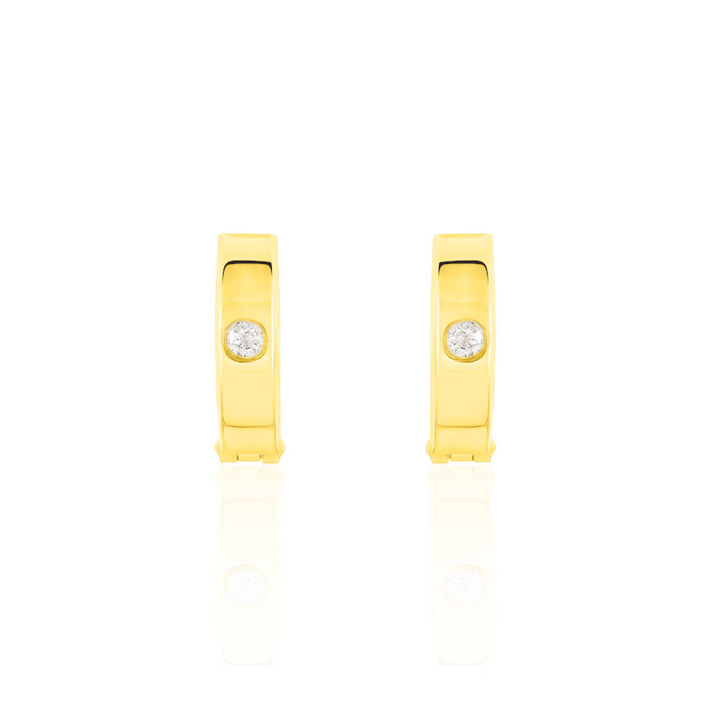 ARIANE 3 Damen Creolen Gold 333 (8 Karat) Zirkonia Wei&szlig;