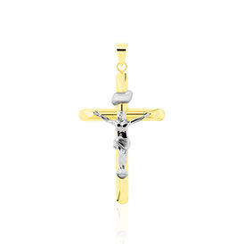 Kreuz Anhänger Gold 585 Bicolor Jesus Christus Nathan - Kreuzanhänger Unisex | OROVIVO