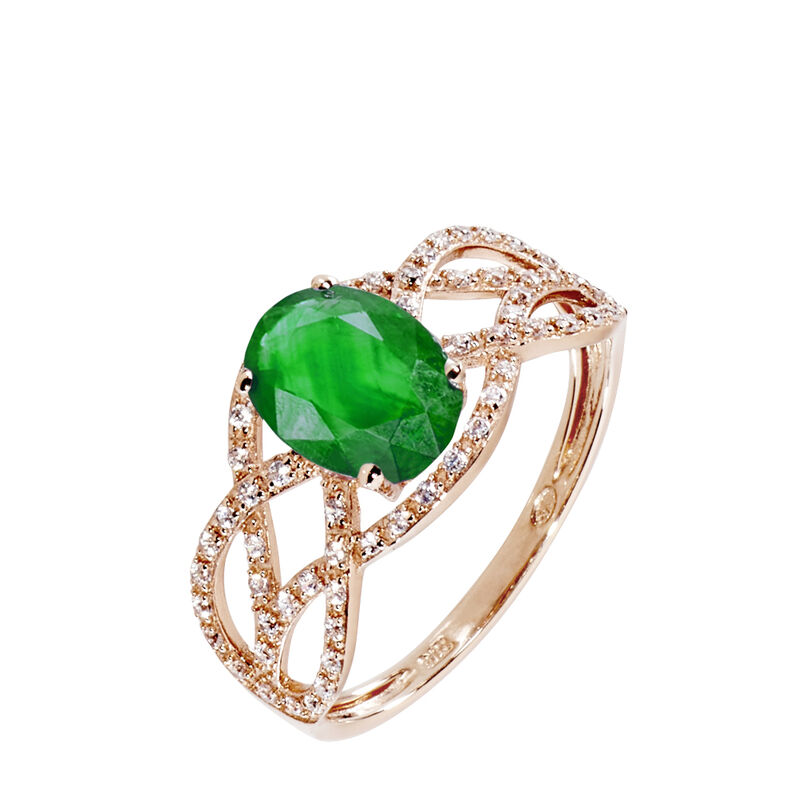 Bague Tina Or Rose Emeraude Et Diamant - Spannringe Damen | OROVIVO