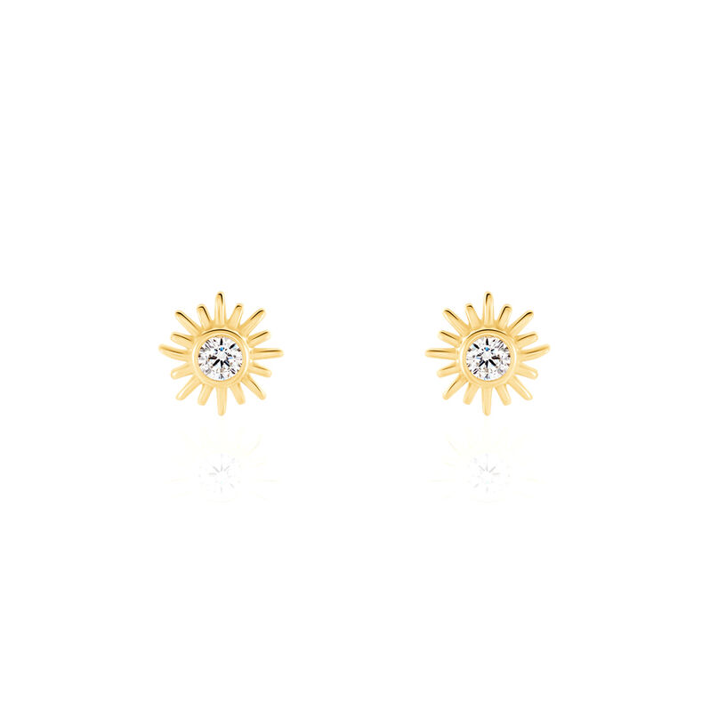 Damen Ohrstecker Silber vergoldet 925 Zirkonia Sonne Sun  - Ohrstecker Damen | OROVIVO
