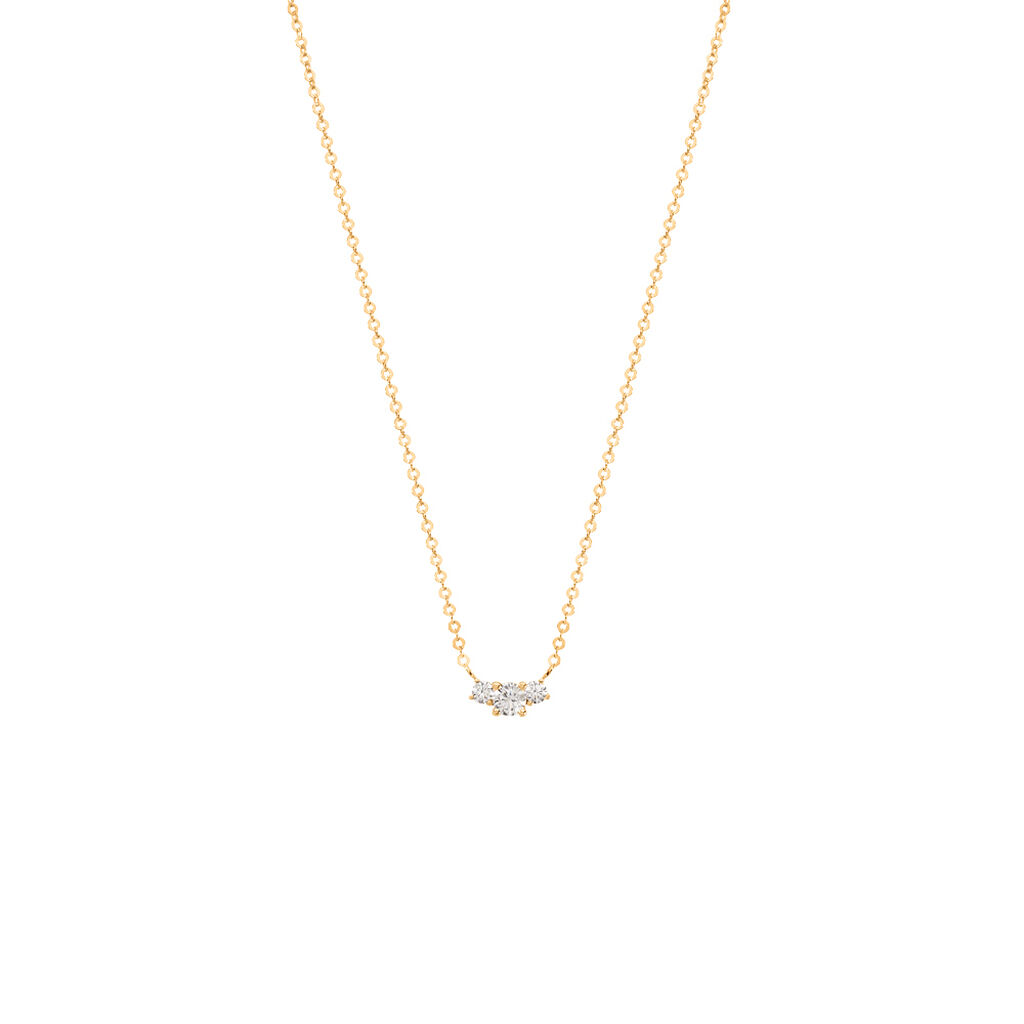 Trilog Damen Collier Gold 375 (9 Karat) Zirkonia Wei&szlig;