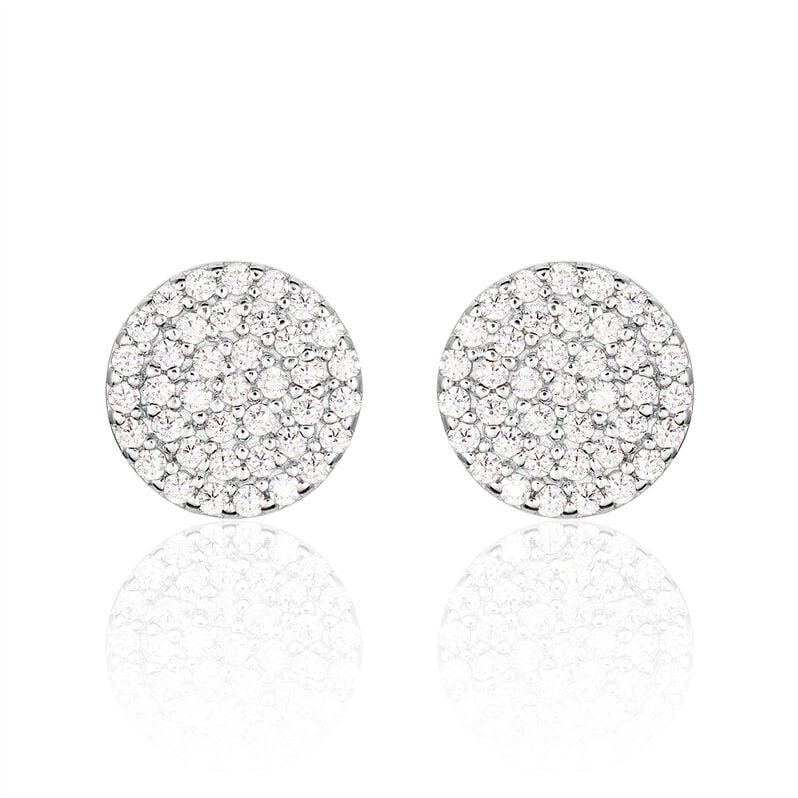 Damen Ohrstecker Silber 925 Zirkonia Wei&szlig; Kreis - Ohrstecker Damen | OROVIVO