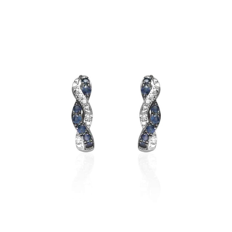 Orecchini pendenti in oro bianco con zaffiri 0.124 ct e diamanti 0.0132 ct - Spannringe Damen | OROVIVO
