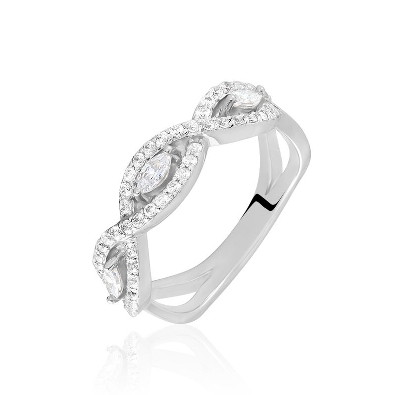 Bague Argent Elvera Torsades Multipierres Oxydes De Zirconium - Spannringe Damen | OROVIVO