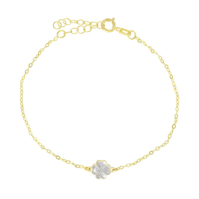 Bracciale quadrifoglio in oro e glitter - Spannringe Kinder | OROVIVO