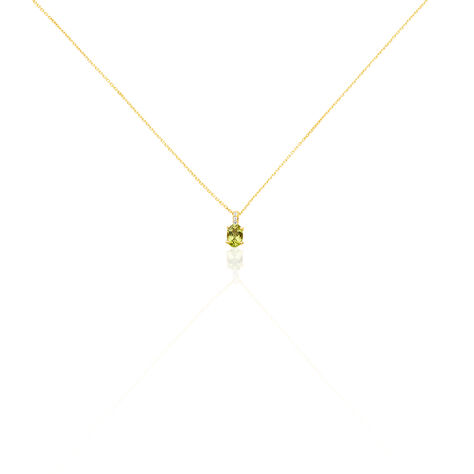 ELENEA Damen Collier Gold 375 (9 Karat) Peridot Gr&uuml;n 0,49 ct Oval - Halsketten Damen | OROVIVO