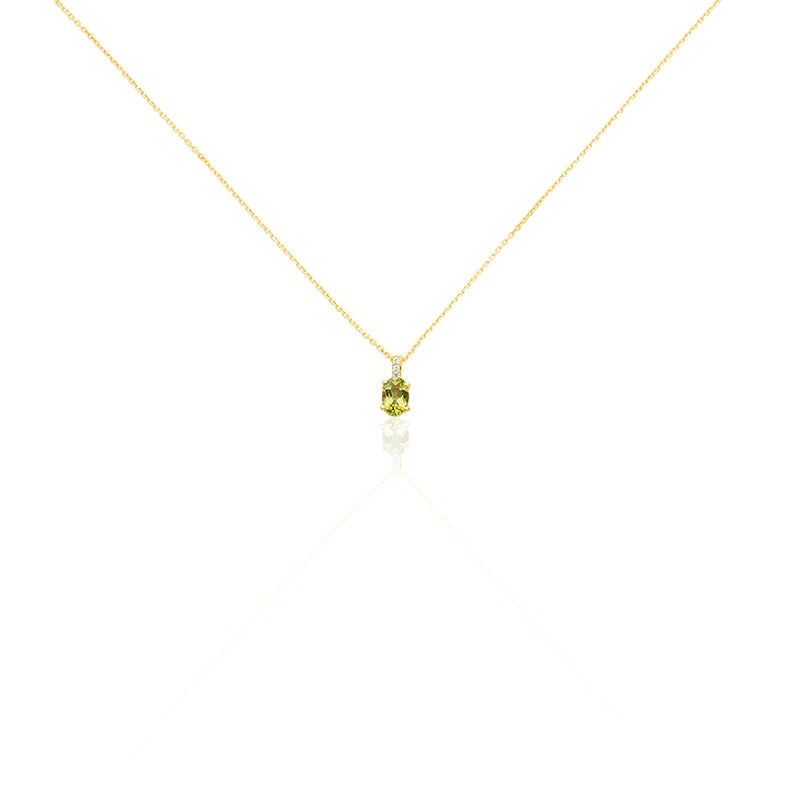 ELENEA Damen Collier Gold 375 (9 Karat) Peridot Gr&uuml;n 0,49 ct Oval - Halsketten Damen | OROVIVO
