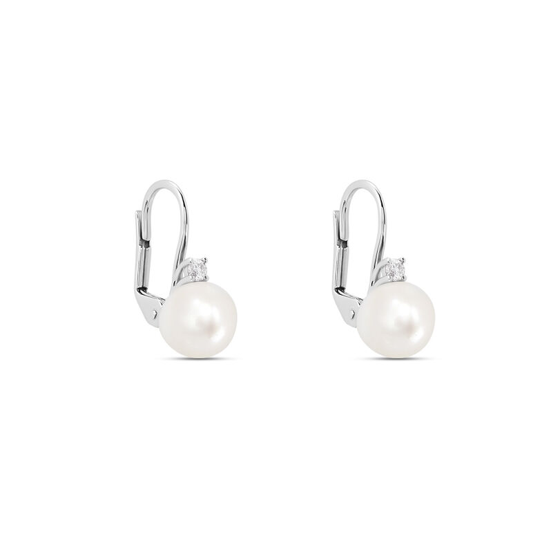 Orecchini Lobo Gabrielle Precious Oro Bianco Perla D'Acqua Dolce Diamante - Spannringe Damen | OROVIVO