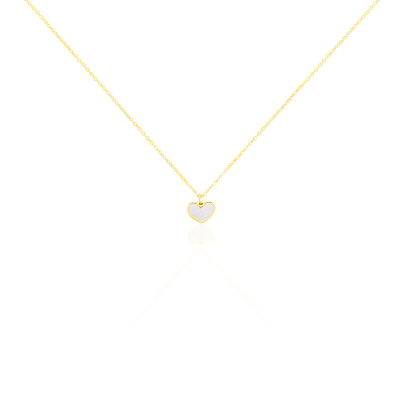 Collier Or Jaune Amaryllis Cœur Nacre - Spannringe Kinder | OROVIVO
