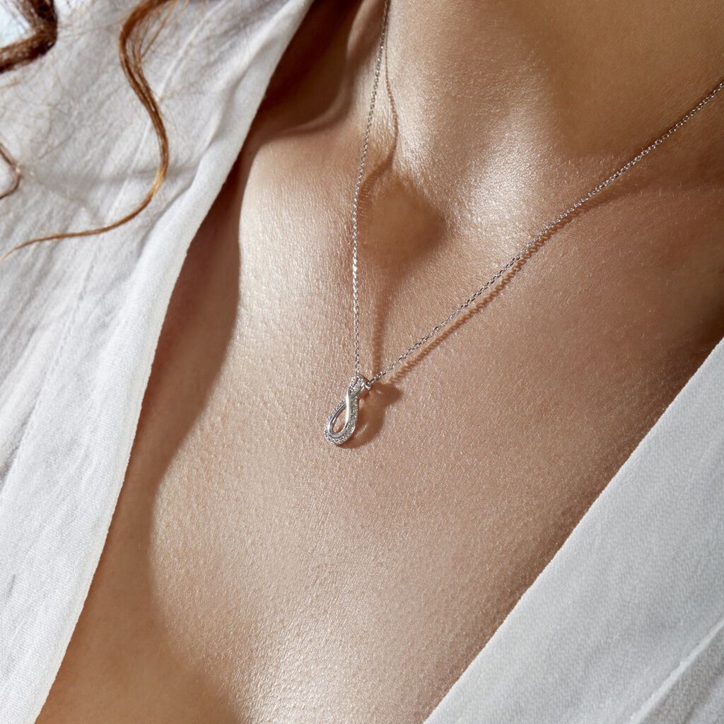 Collier Or Weiss Theanna Infini Goutte Diamant - Spannringe Damen | OROVIVO