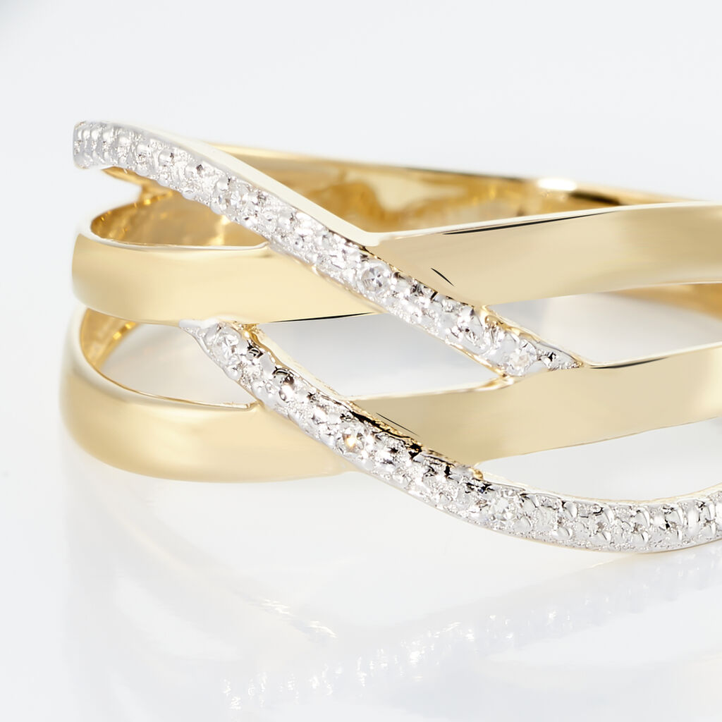 Bague Or Jaune Joassine Vagues Diamants - Spannringe Damen | OROVIVO