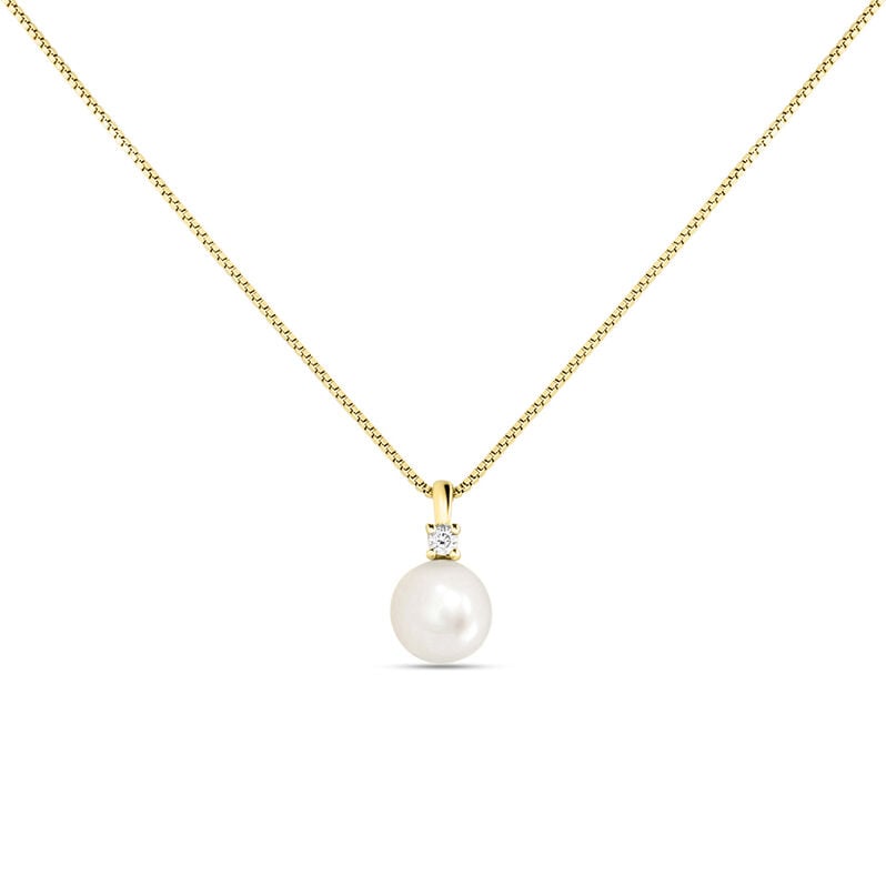 Collana Gabrielle Precious Oro Giallo Perla D'Acqua Dolce Diamante - Spannringe Damen | OROVIVO