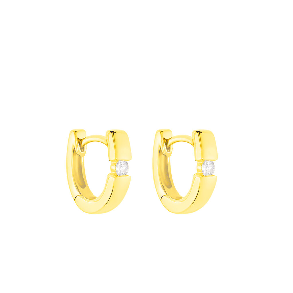 Damen Creolen Gold 585 Rund Weiß Seville - Creolen Damen | OROVIVO