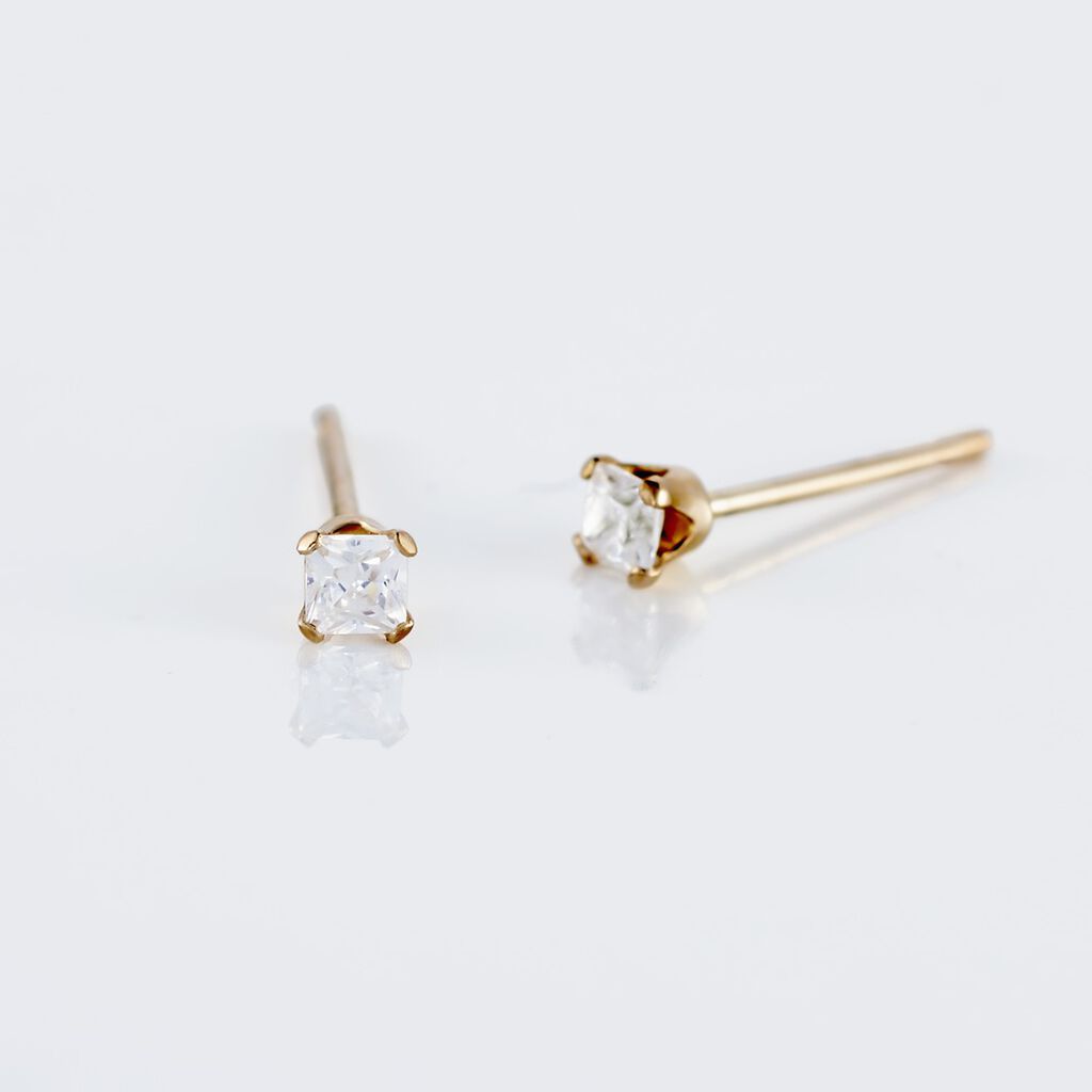 EDDIE KRAPPE Damen Ohrstecker Gold 375 (9 Karat) Zirkonia Wei&szlig; 0,42 ct B 3 mm