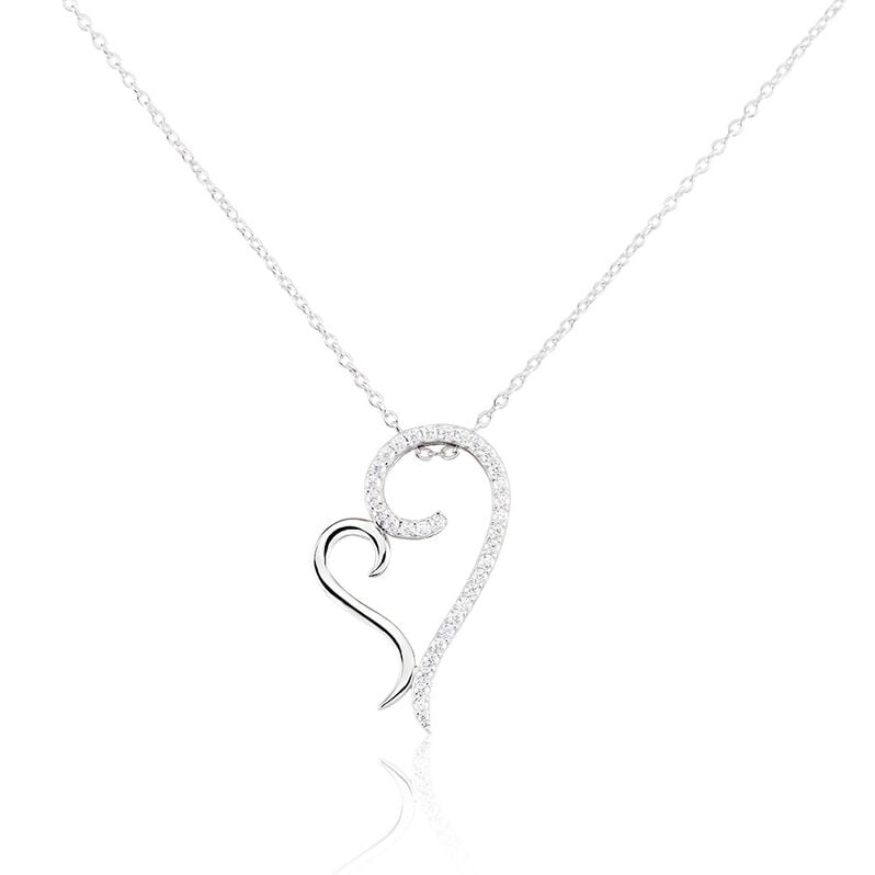 ALYSSJA HERZ 5 Damen Collier Silber 925 Zirkonia Wei&szlig; 0,13 ct Herz B 1,2 mm - Halsketten Damen | OROVIVO