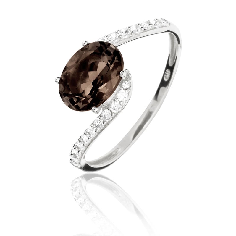 Bague Loriane Or Blanc Quartz Et Oxyde De Zirconium - Spannringe Damen | OROVIVO