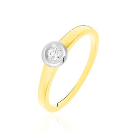 Solitärring Gold 585 Bicolor Diamant 0,1ct - Ringe mit Edelsteinen Damen | OROVIVO