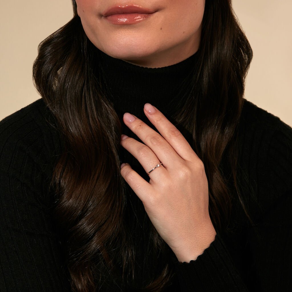 VICTORIA Damen Ring Wei&szlig;gold 585 (14 Karat) Diamant Wei&szlig; 0,060 ct