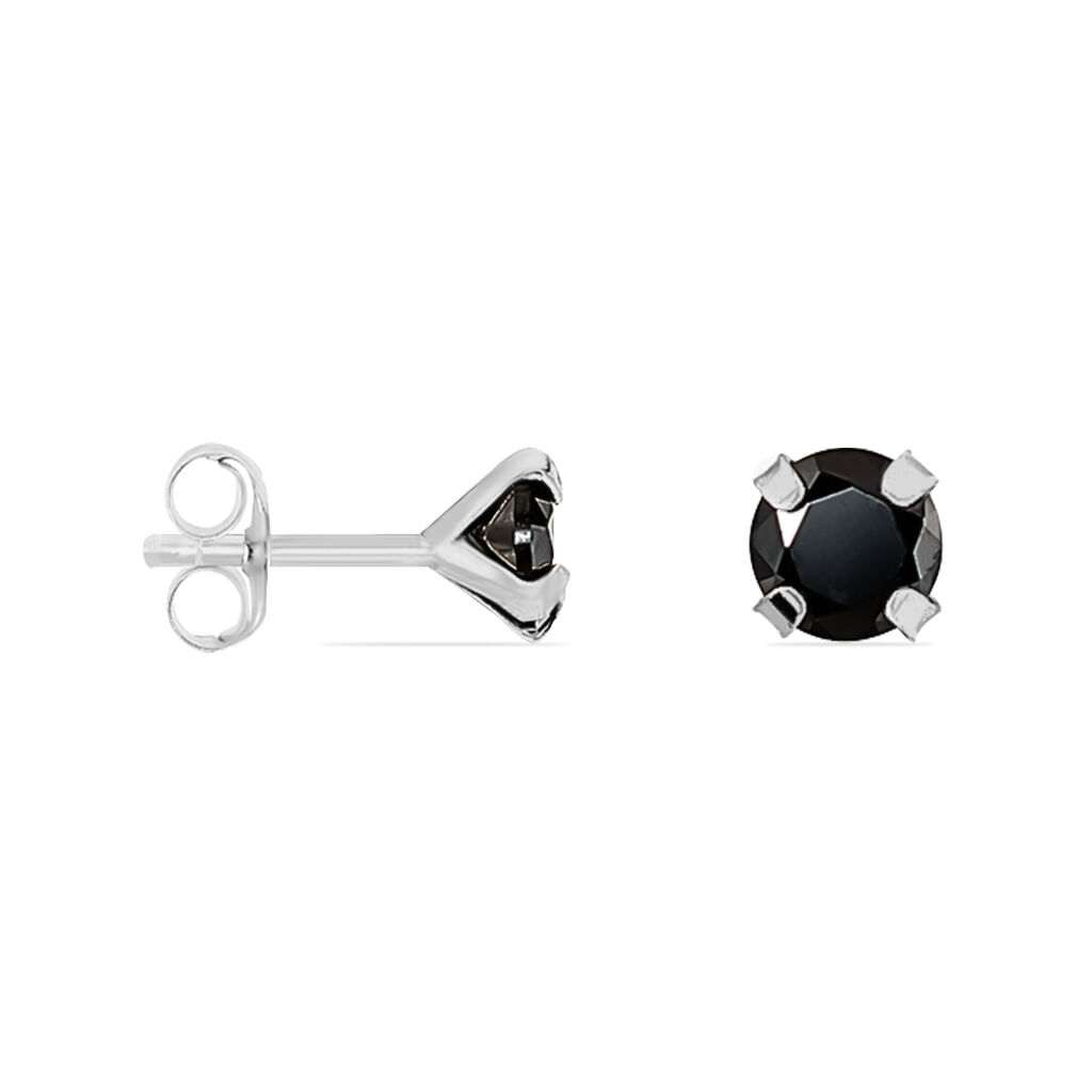 DARINA KRAPPE Damen Ohrstecker Wei&szlig;gold 375 (9 Karat) Zirkonia Schwarz B 3 mm