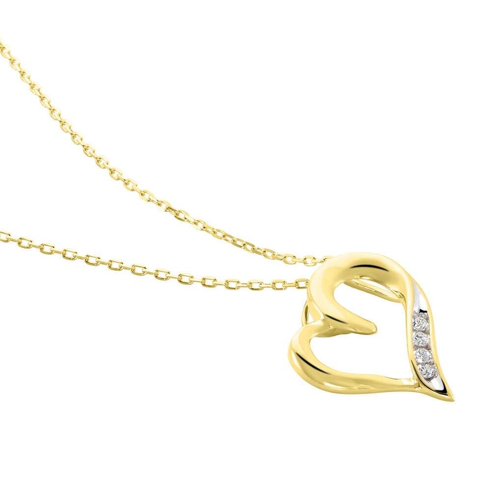 Herz Hanne Damen Collier Gold 375 (9 Karat) Diamant Wei&szlig; 0,04 ct Herz
