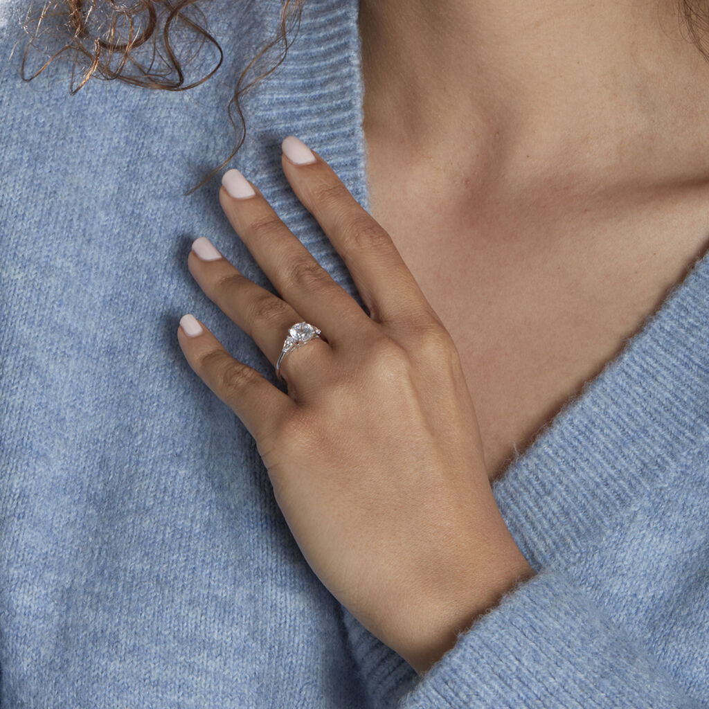 Bague Giana Or Blanc Oxyde De Zirconium - Spannringe Damen | OROVIVO