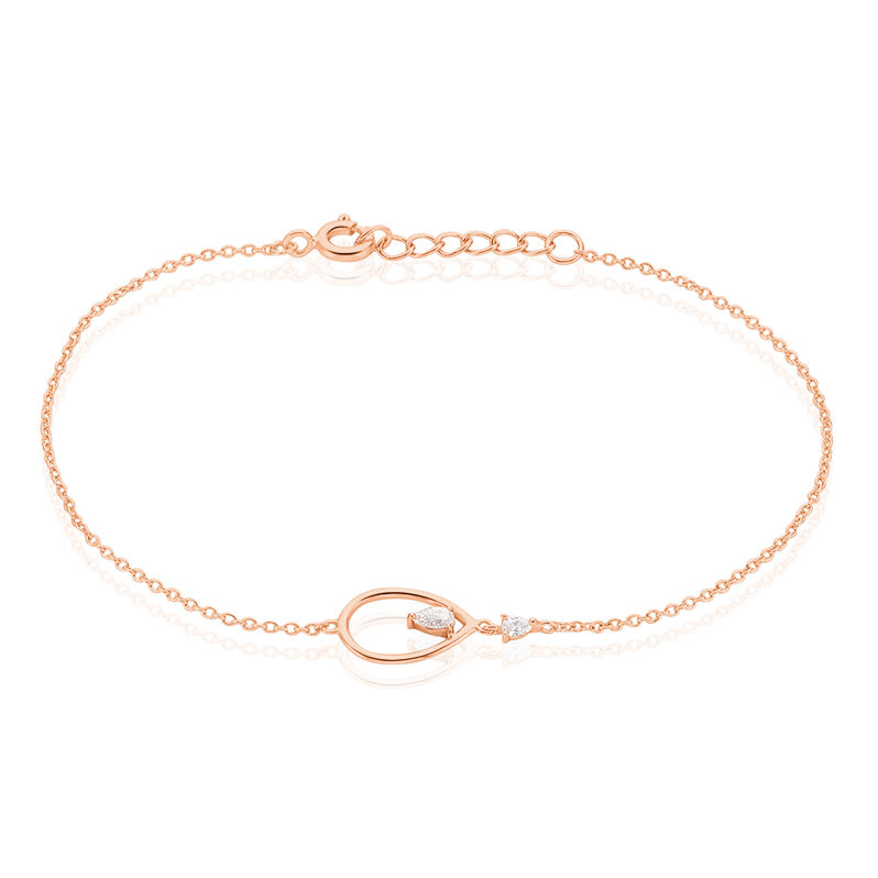 MARIE 2 Damen Armband Silber rosevergoldet 925 Zirkonia Wei&szlig; 0,04 ct Tropfen - Armb&auml;nder mit Anh&auml;nger Damen | OROVIVO