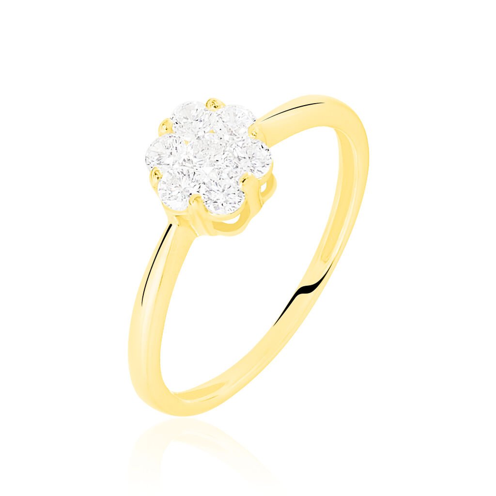 Damenring Gold 375 Zirkonia Blume Timea - Hochzeitsringe Damen | OROVIVO