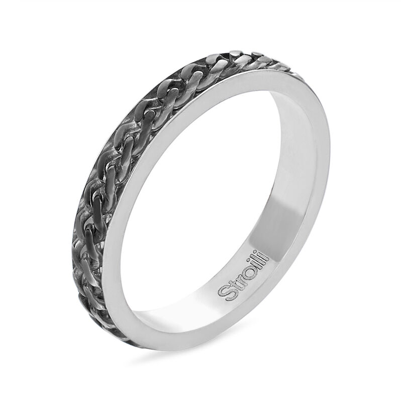 Anello Fedina Gentleman Argento Bicolore Bianco / Nero - Spannringe Herren | OROVIVO