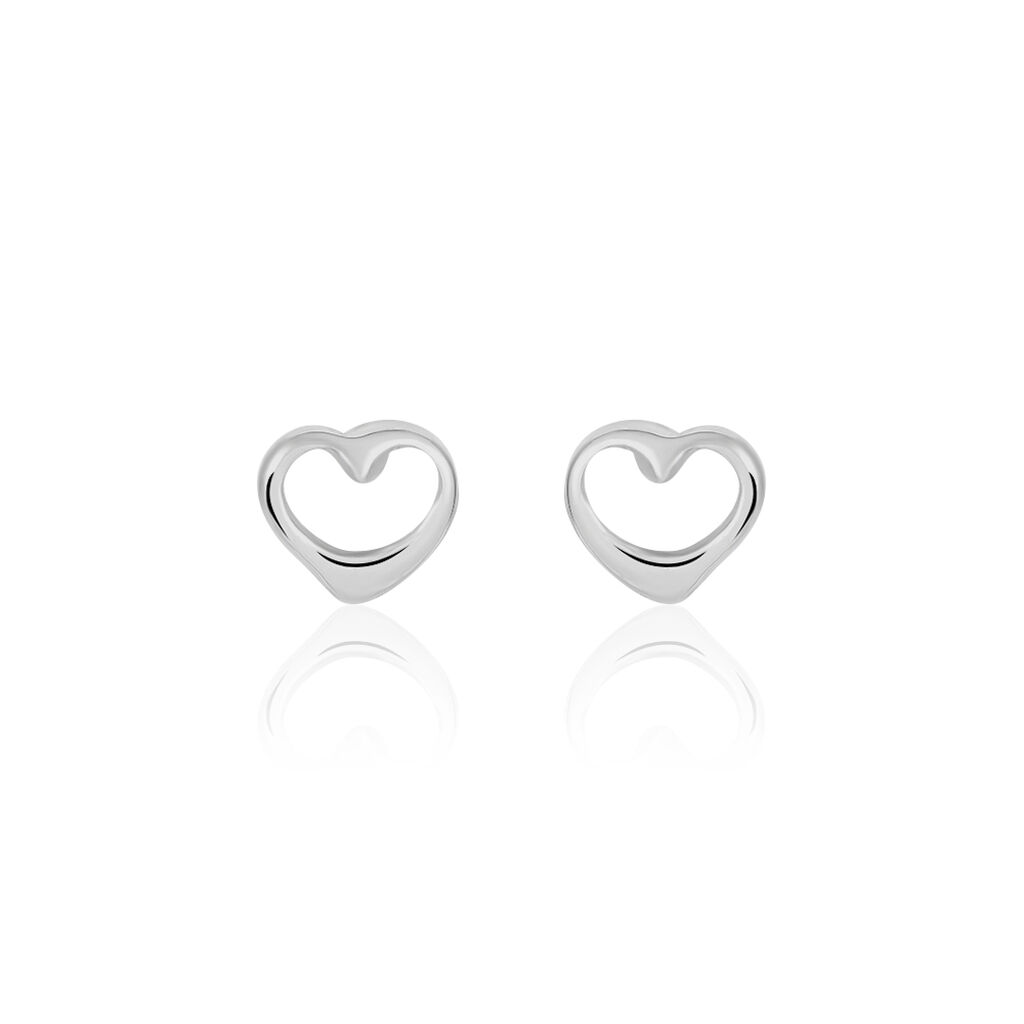 Thumbnail - Damen Ohrstecker Silber 925 Herz, Ohrstecker ohne Stein